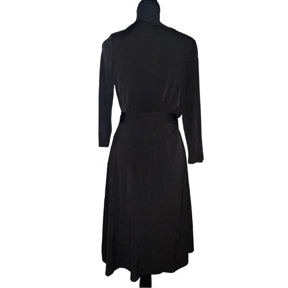 Vintage 90s  AB Studio Black Wrap Dress with Waistband/Belt - Picture 3 of 7